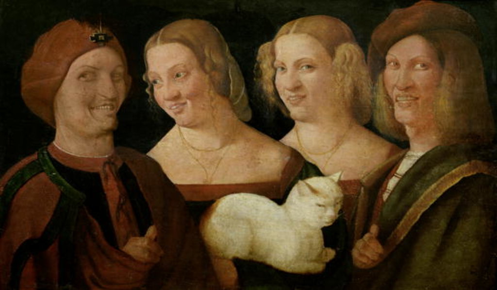 Detail of Four People Laughing at the Sight of a Cat by Niccolo Frangipane