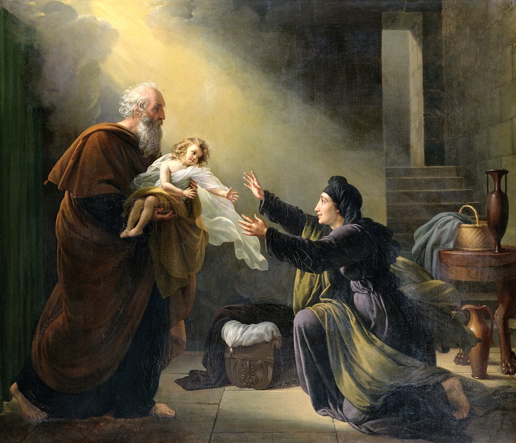 Detail of Elijah Resuscitating the Son of the Widow of Sarepta by Louis Hersent
