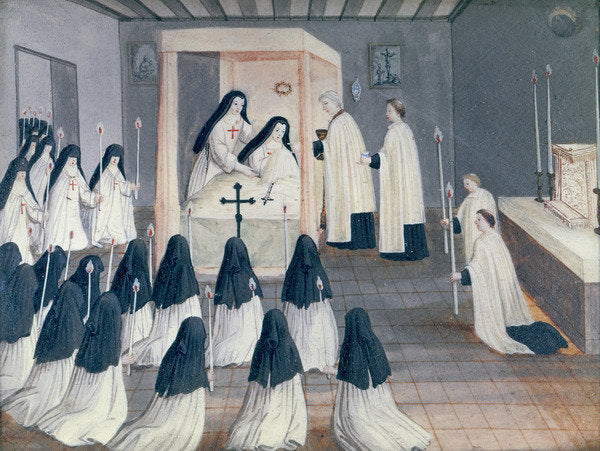 Detail of Administration of Holy Communion to a Nun by Louise Madelaine Cochin