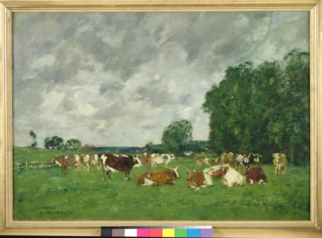 Detail of Pasture in Fervaques or, Cows in a Pasture, 1874 by Eugene Louis Boudin