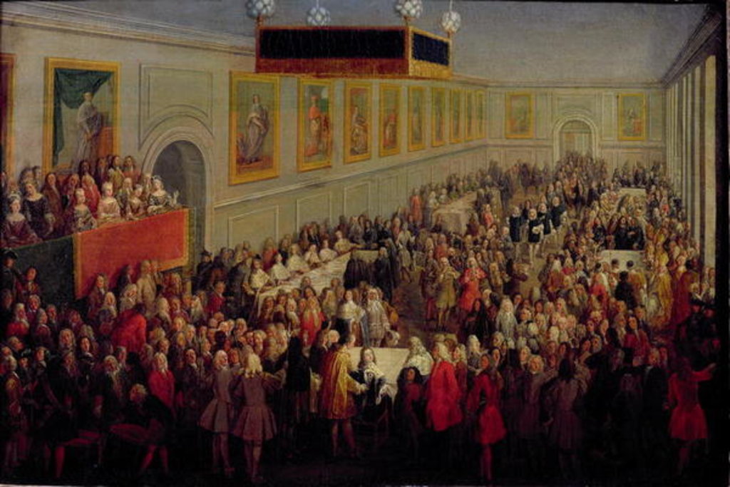 Detail of Feast given after the Coronation of Louis XV at the Palais Archiepiscopal in Rheims, 25th October 1722, 1722 by Pierre-Denis (attr.to) Martin
