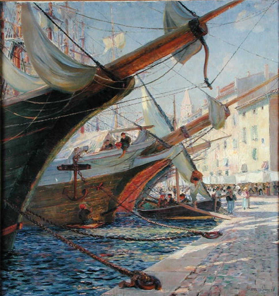 Detail of View of a Mediterranean Port, 1913 by Frederic Montenard