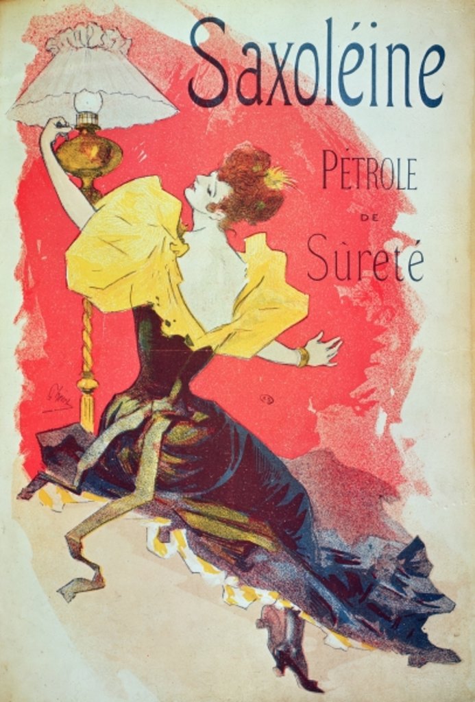 Detail of Poster advertising 'Saxoleine', safety lamp oil by Jules Cheret