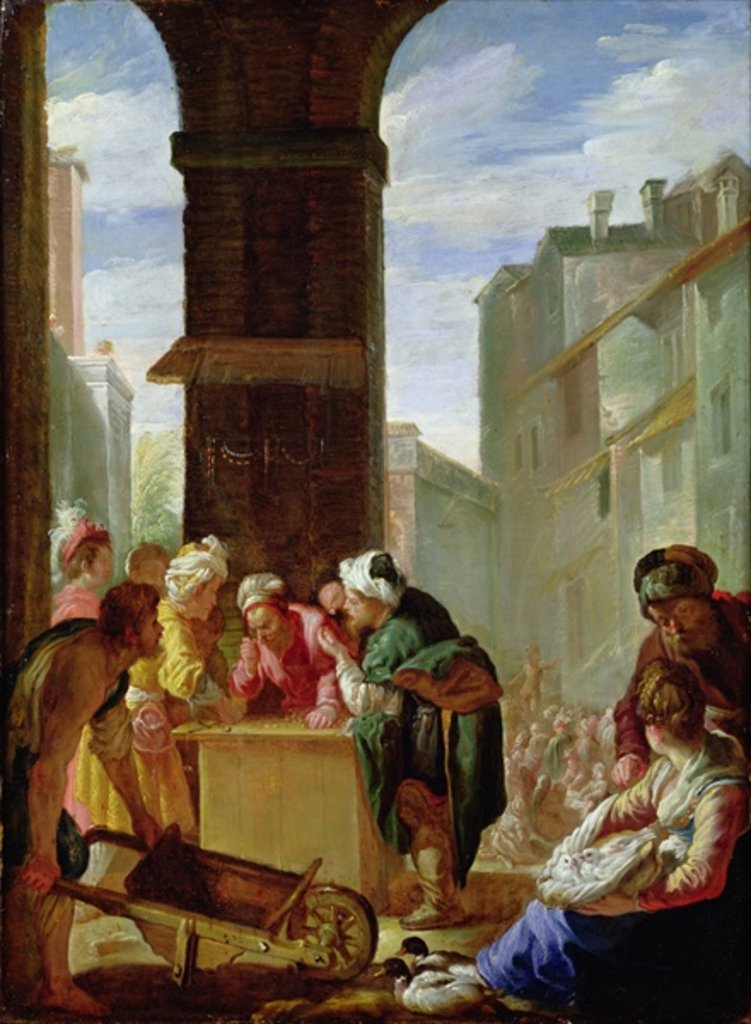 Detail of The Parable of the Precious Pearl or The Pearl of Great Price by Domenico Feti