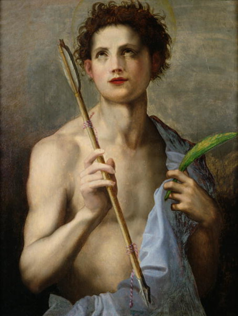 Detail of St. Sebastian Holding Two Arrows and the Martyr's Palm by Andrea del (after) Sarto