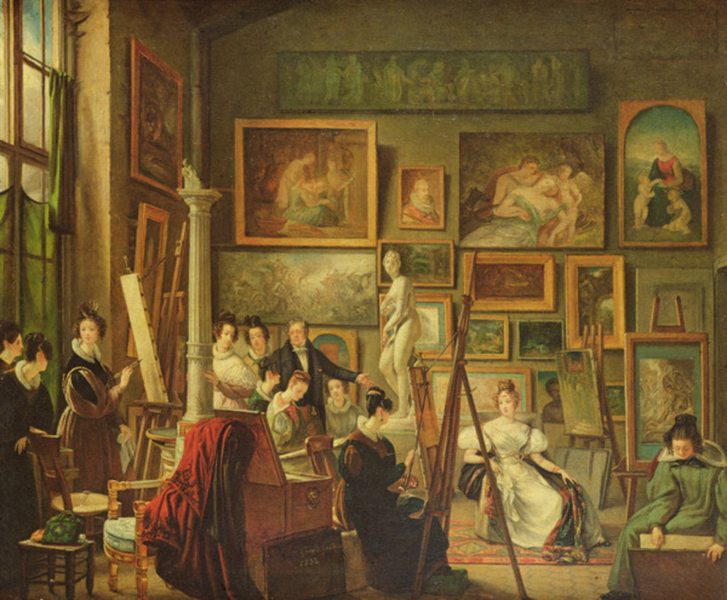 Detail of The Artist's Studio, 1833 by Amelie Legrand de Saint-Aubin