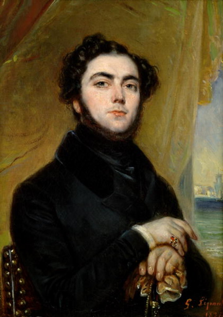 Detail of Portrait of Eugene Sue 1837 by Francois Gabriel Guillaume Lepaulle