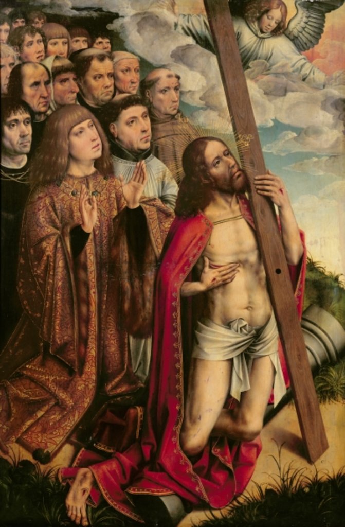 Detail of Christ the Mediator with Philip the Handsome and his Entourage, left hand panel from an altarpiece by Colijn de Coter