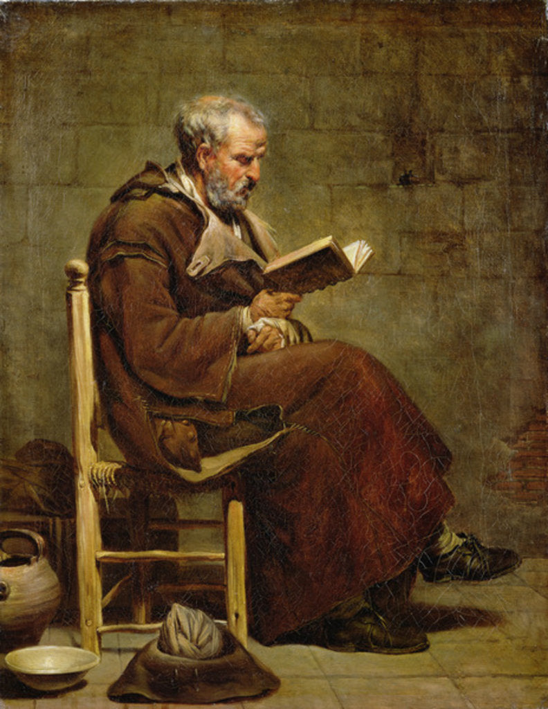 Detail of A Seated Old Man Reading, before 1797 by Jacques Henri Sablet