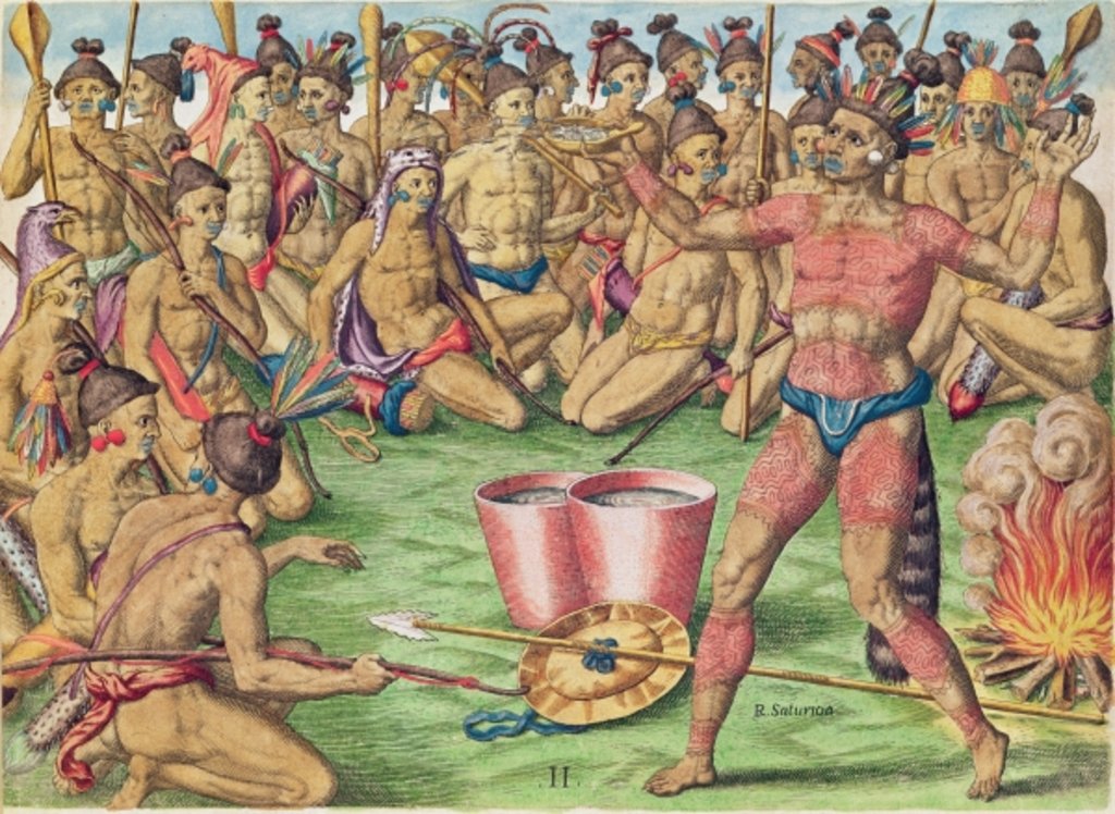 Detail of Satoutiona Prepares for Battle by Jacques Le Moyne