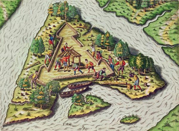 Detail of A Site for the Fort is Chosen by Jacques Le Moyne
