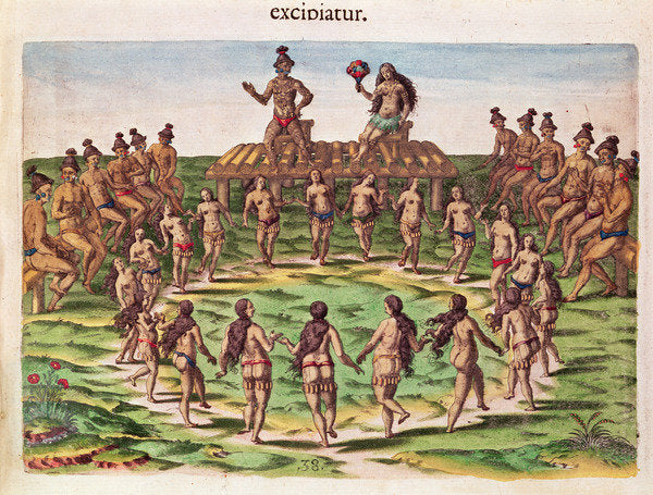 Detail of The Chief Receives his Bride by Jacques Le Moyne