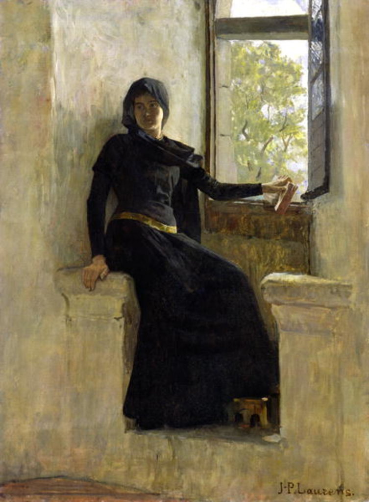 Detail of Waiting, before 1905 by Jean-Pierre Laurens