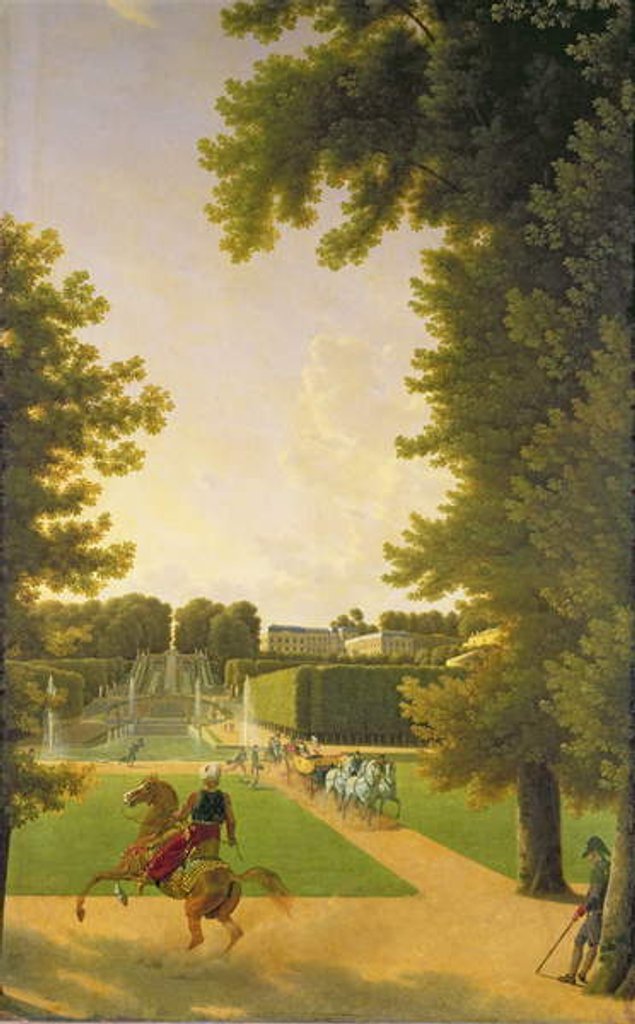 Detail of Promenade of Napoleon I and Marie-Louise in the Parc de Saint-Cloud in 1810 by Jean and Vernet Antoine Bidauld