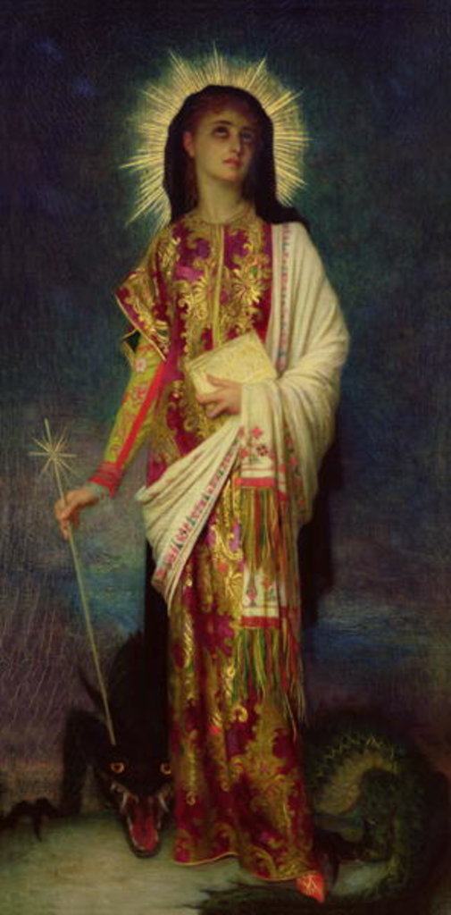 Detail of St. Margaret Slaying the Dragon by Antoine Auguste Ernest Herbert or Hebert