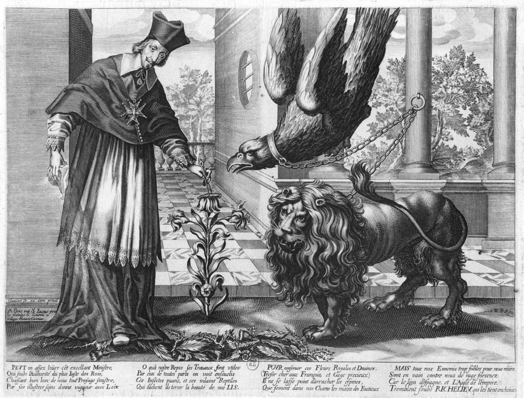 Detail of Allegory in praise of Cardinal Richelieu fighting against Austria Spain and the enemies within France 1628 by Jean Ganiere or Gagniere