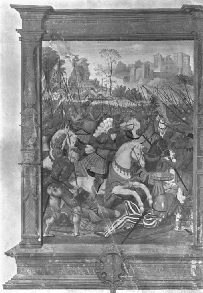 Detail of Fol.1 Francois I charging at the battle of Marignan, 14th September 1515 by French School