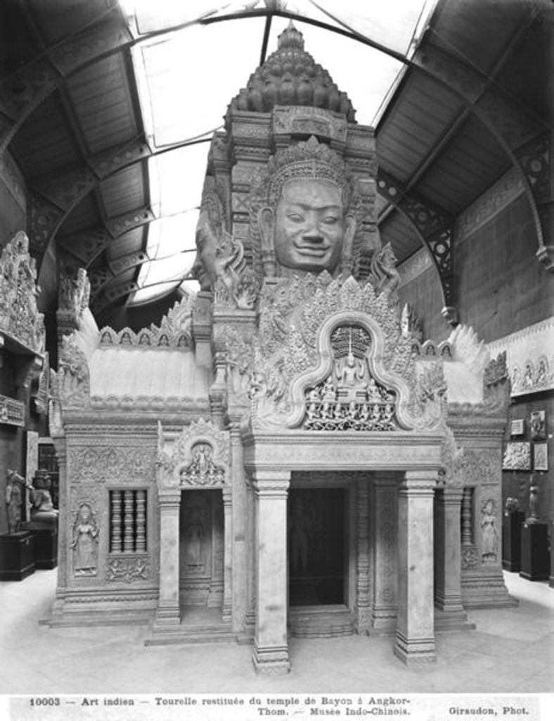 Detail of Reconstructed turret, Temple of Bayon at Angkor Thom, c.1912 by French Photographer