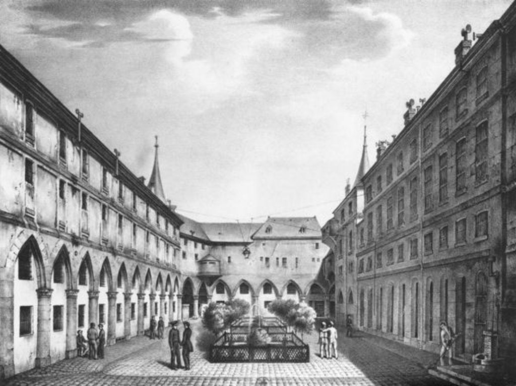 Detail of View of the Men's Yard at the Conciergerie Prison, engraved by Alphonse Urruty c.1831 by Collard (after)
