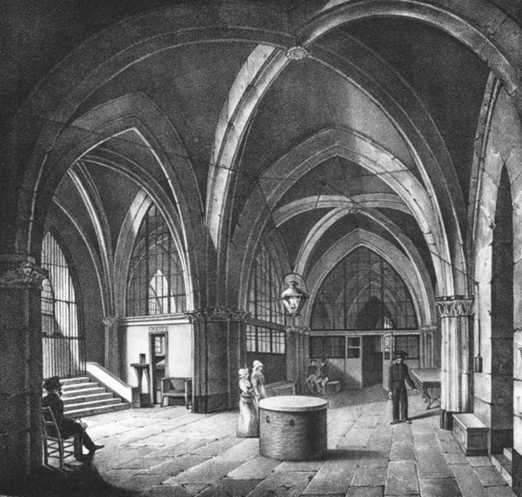 Detail of Interior view of the entrance room at the Conciergerie Prison by Collard