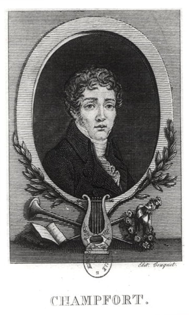 Detail of Portrait of Sebastian-Roch Nicolas known as Nicolas de Chamfort by French School