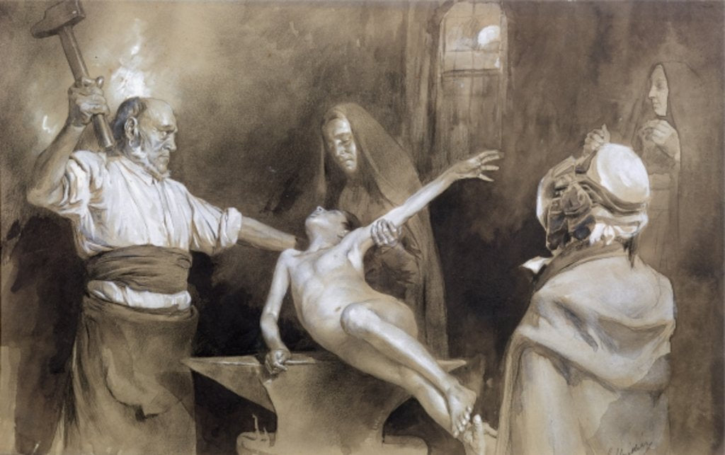 Detail of Hammering the Spleen by Gaston Vuillier