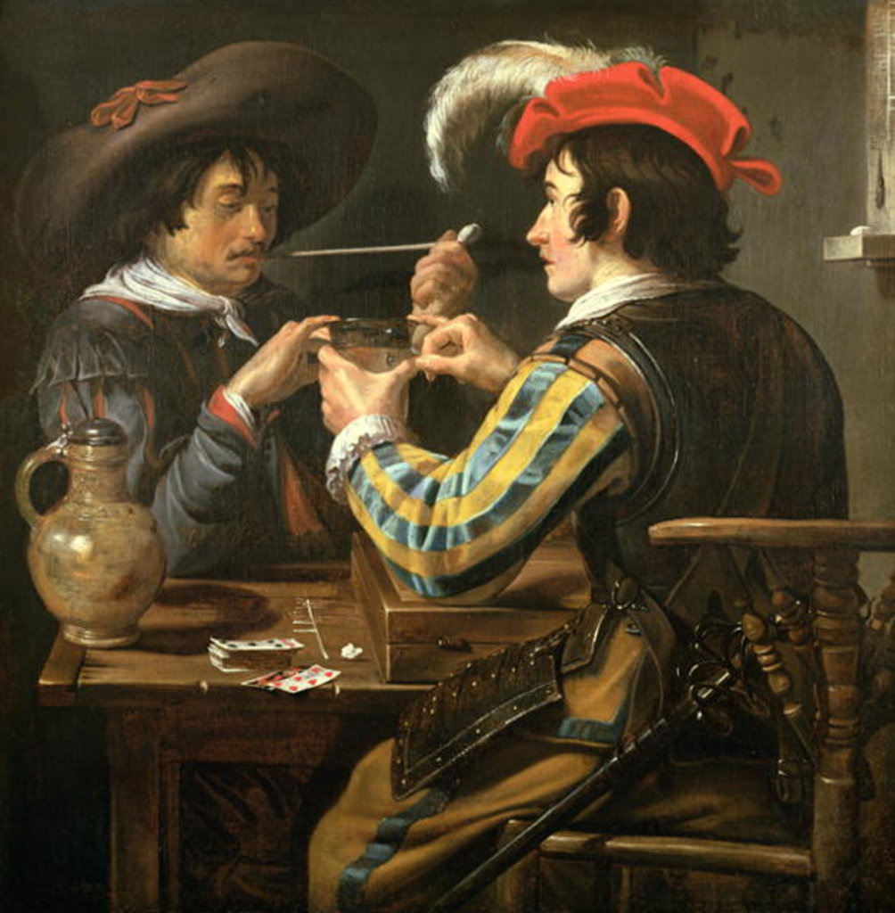 Detail of The Card Players by Theodor Rombouts