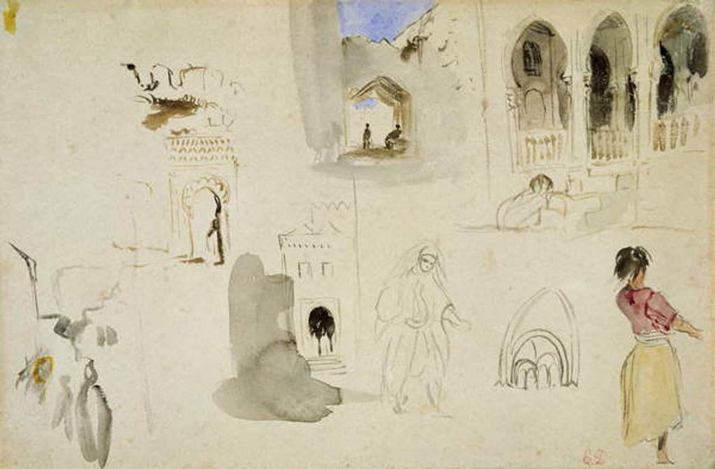 Detail of The Kasbah, Tangier by Ferdinand Victor Eugene Delacroix