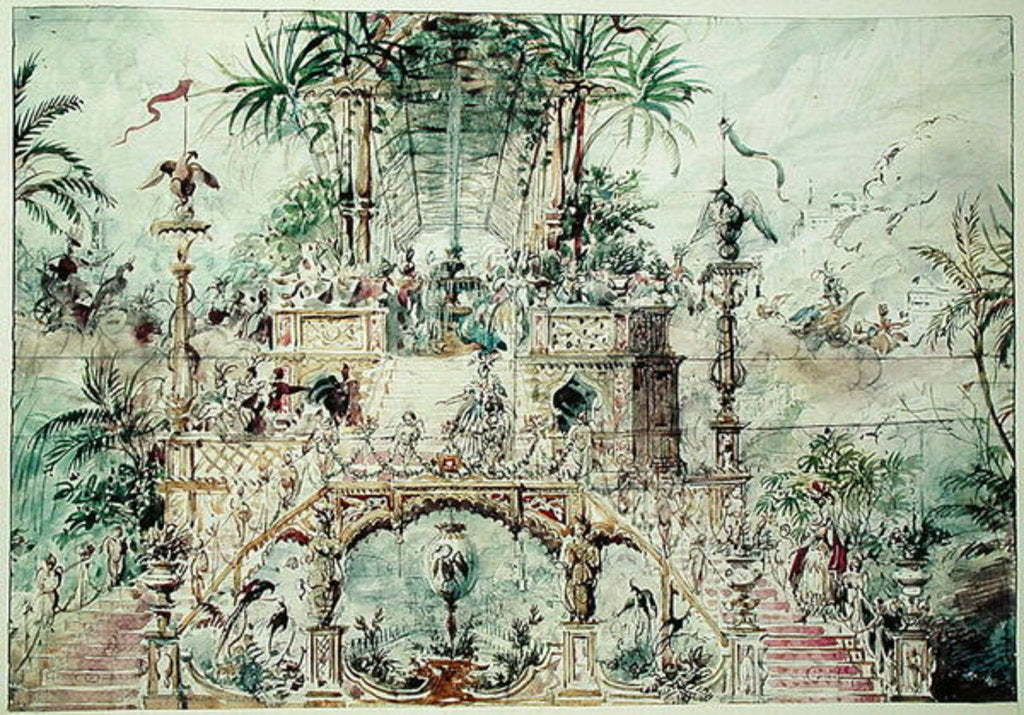 Detail of Set design for 'Aladdin', 1824 by Pierre Luc Charles Ciceri