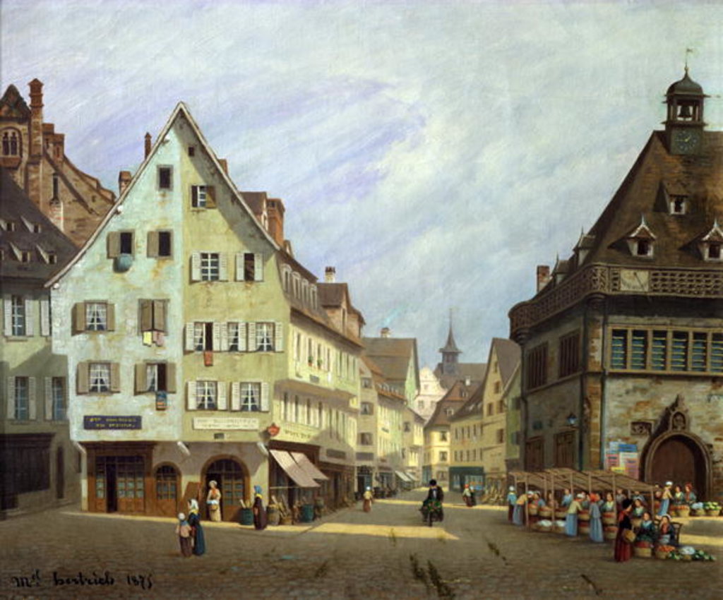 Detail of Place du Marche-aux-Fruits, Colmar, 1875 by Michel Hertrich