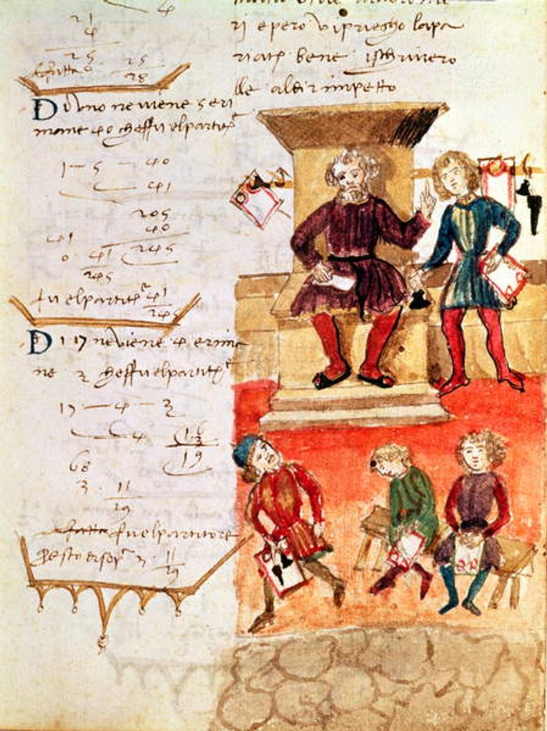 Detail of Mathematics Lesson, from a mathematical treatise by Italian School