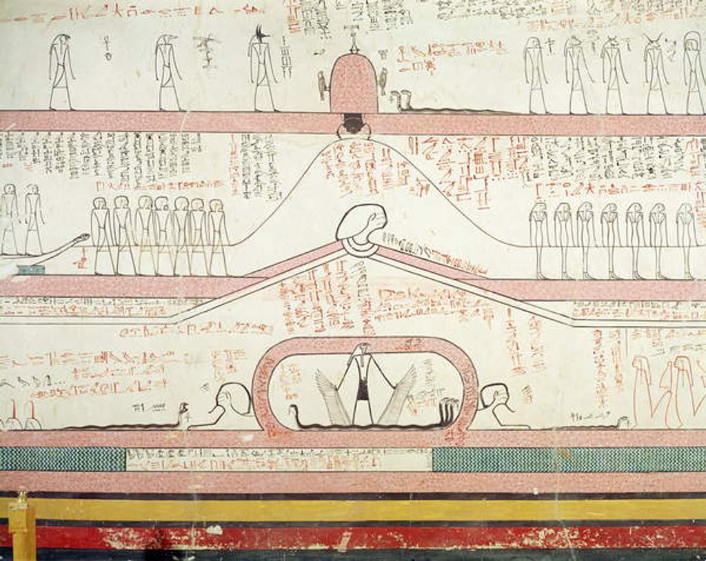 Detail of Scene from the Book of Amduat showing the journey to the Underworld, New Kingdom by Egyptian 18th Dynasty