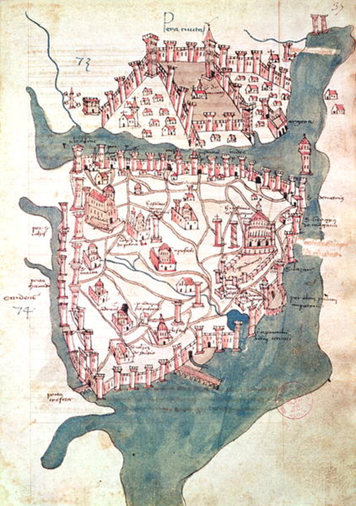 Detail of Plan of Constantinople, 16th century by Italian School