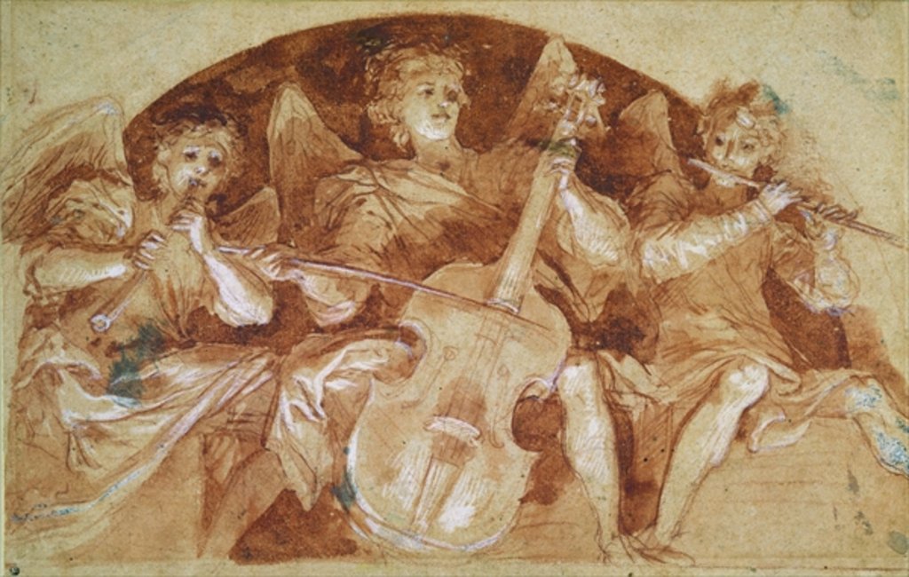Detail of Three Angel Musicians by Baldassare Franceschini