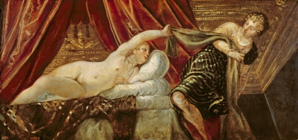 Detail of Joseph and the Wife of Potiphar by Jacopo Robusti Tintoretto