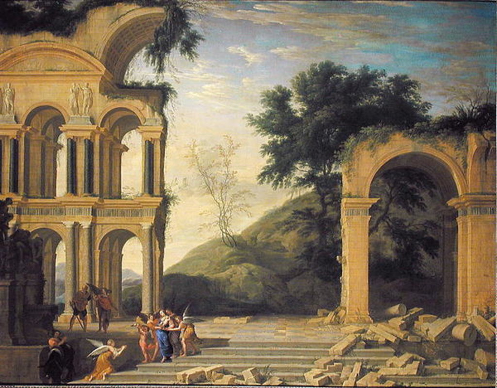 Detail of Landscape with the Rest on the Flight into Egypt, 1671 by Henri Mauperche