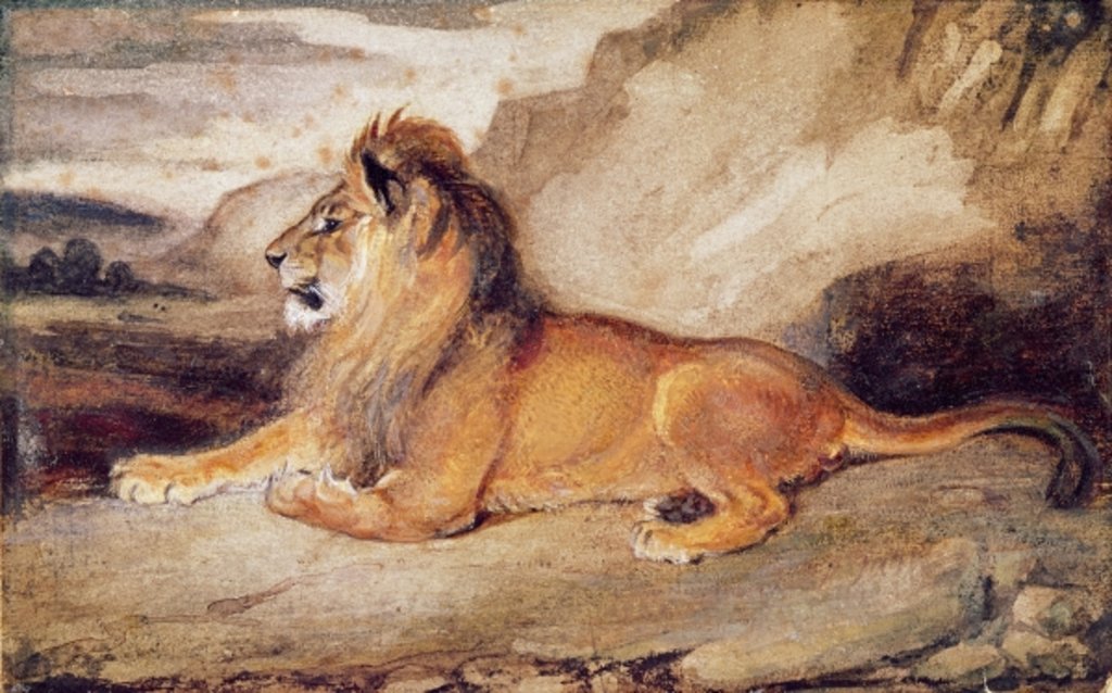 Detail of Lion Resting by Antoine Louis Barye