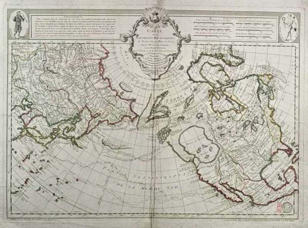 Detail of Map of the New Discoveries to the North of the South Seas, 1750 by Guillaume Delisle (after)