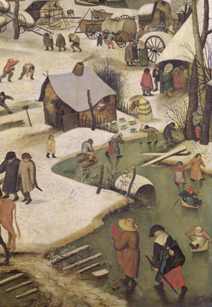 Detail of The Census at Bethlehem, detail of children playing on the frozen river by Pieter the Elder Bruegel