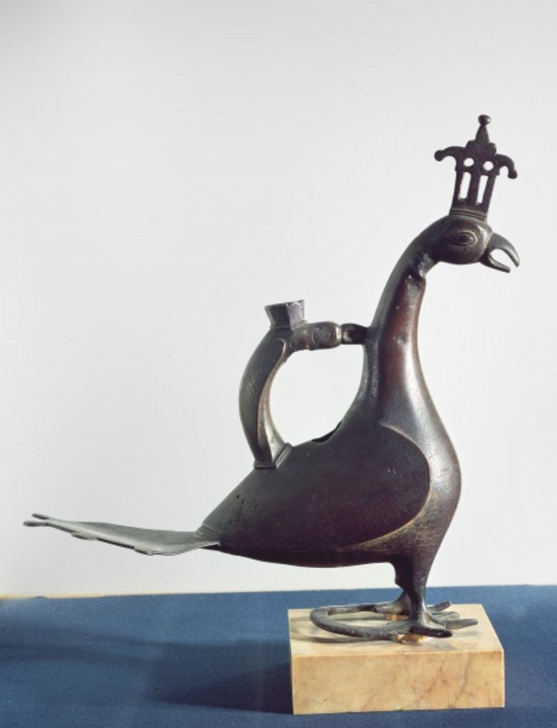 Detail of Aquamanile in the form of a peacock by Islamic School