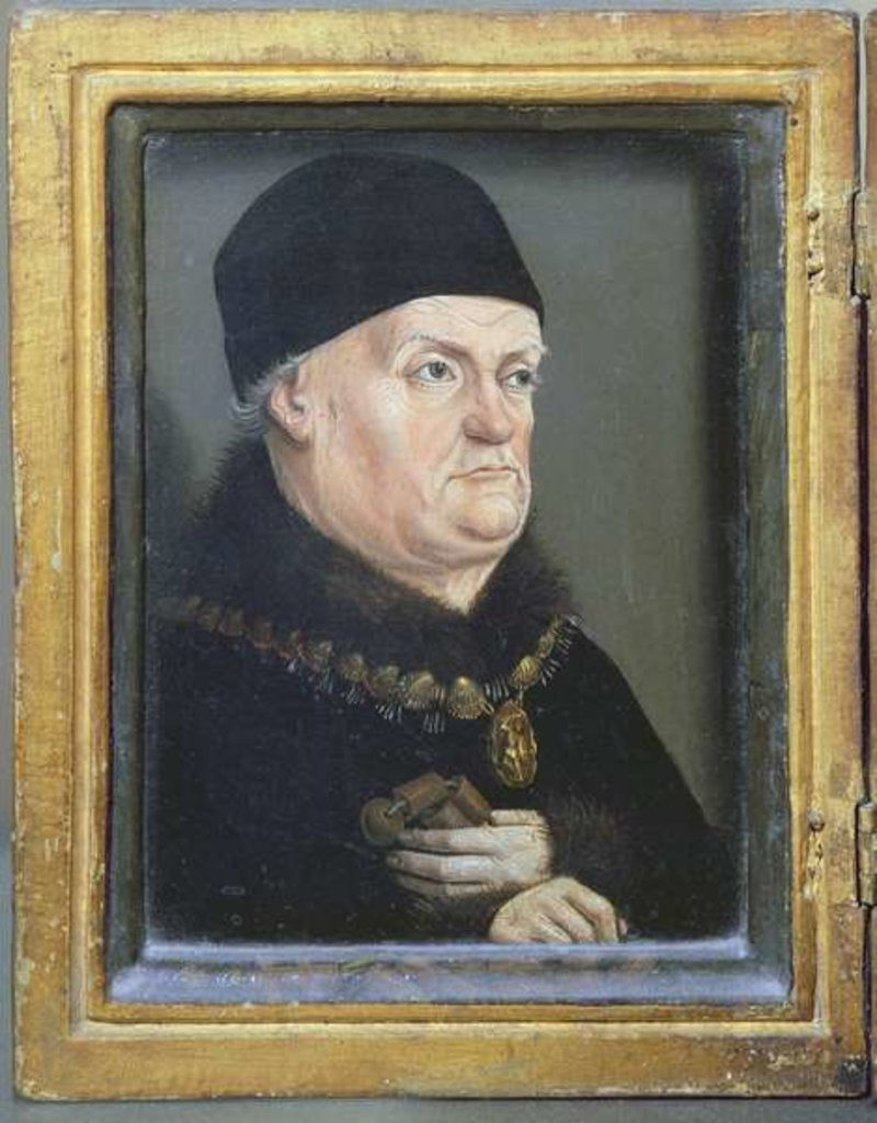 Detail of The Matheron Diptych: Portrait of Rene I 'The Good' Duke of Anjou and his wife, Jeanne de Laval c.1475 by Nicolas Froment