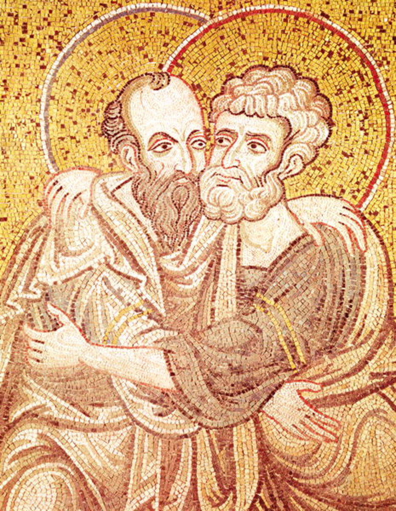 Detail of SS. Peter and Paul Embracing by Byzantine School