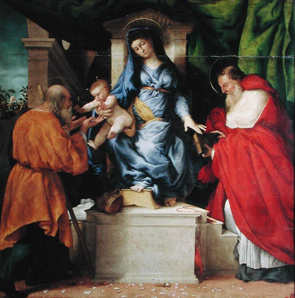 Detail of The Madonna of the Roses, 1526 by Lorenzo Lotto