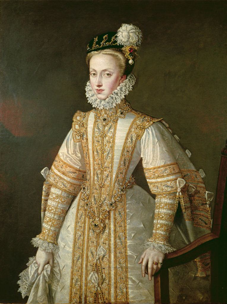 Detail of Anne of Austria Queen of Spain, c.1571 by Alonso Sanchez Coello