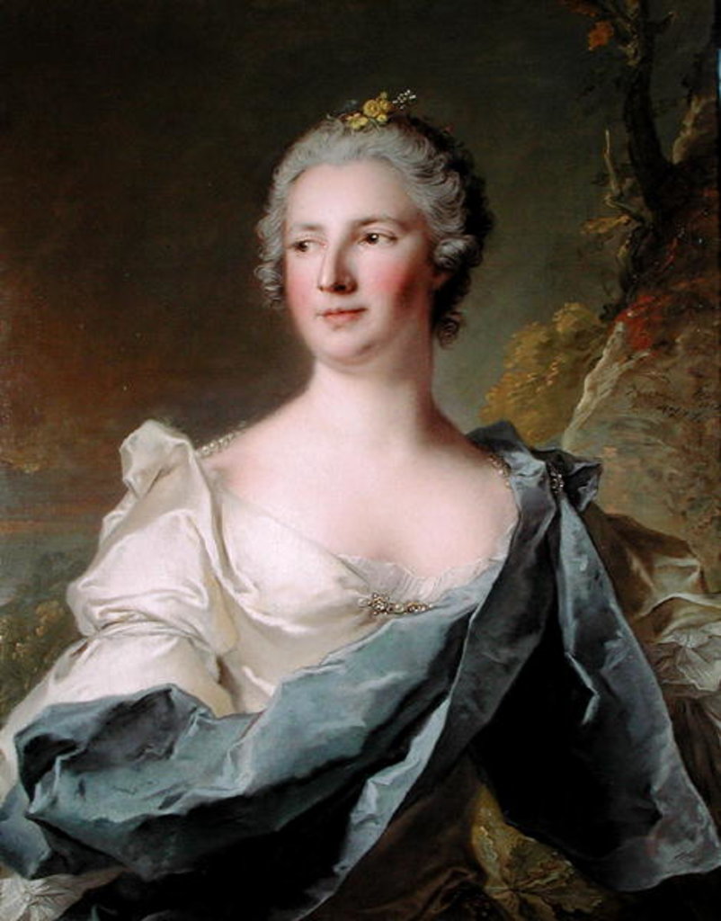 Detail of Portrait of Barbara Belgioso d'Este Princess of Ferrara, 1747 by Jean-Marc Nattier