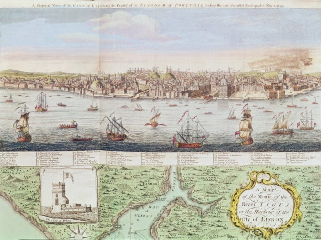 Detail of View of Lisbon, 1755 by English School