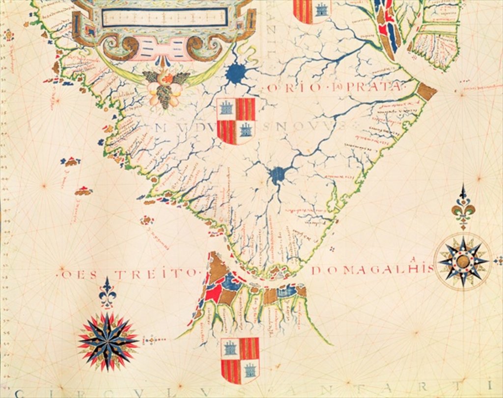 Detail of Fol.13 Map of South America and the Magellan Straits by Fernao Vaz Dourado