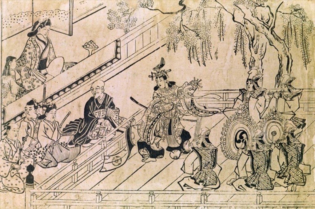 Detail of Scene of a Sacred Dance by Hishikawa Moronobu
