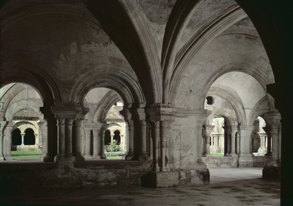 Detail of Interior view of the cloister from the chapter house by French School