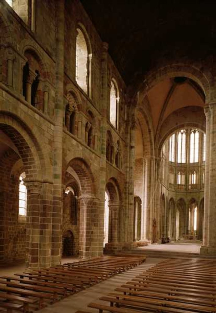 Detail of View of the nave from the choir, 1020-1135 by School French